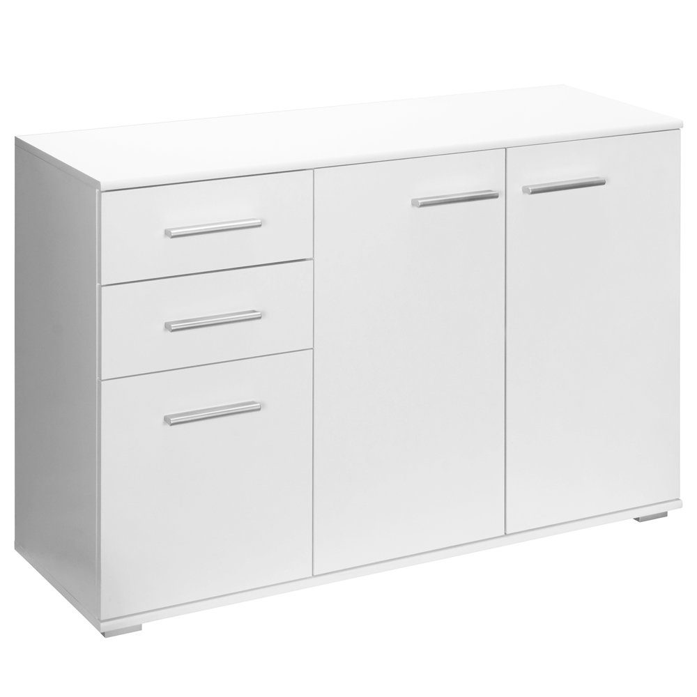Casaria Kommode Alba DB101, mit 3 Türen 2 Schubladen 107x75x35 cm spiegelbarer Aufbau Holz