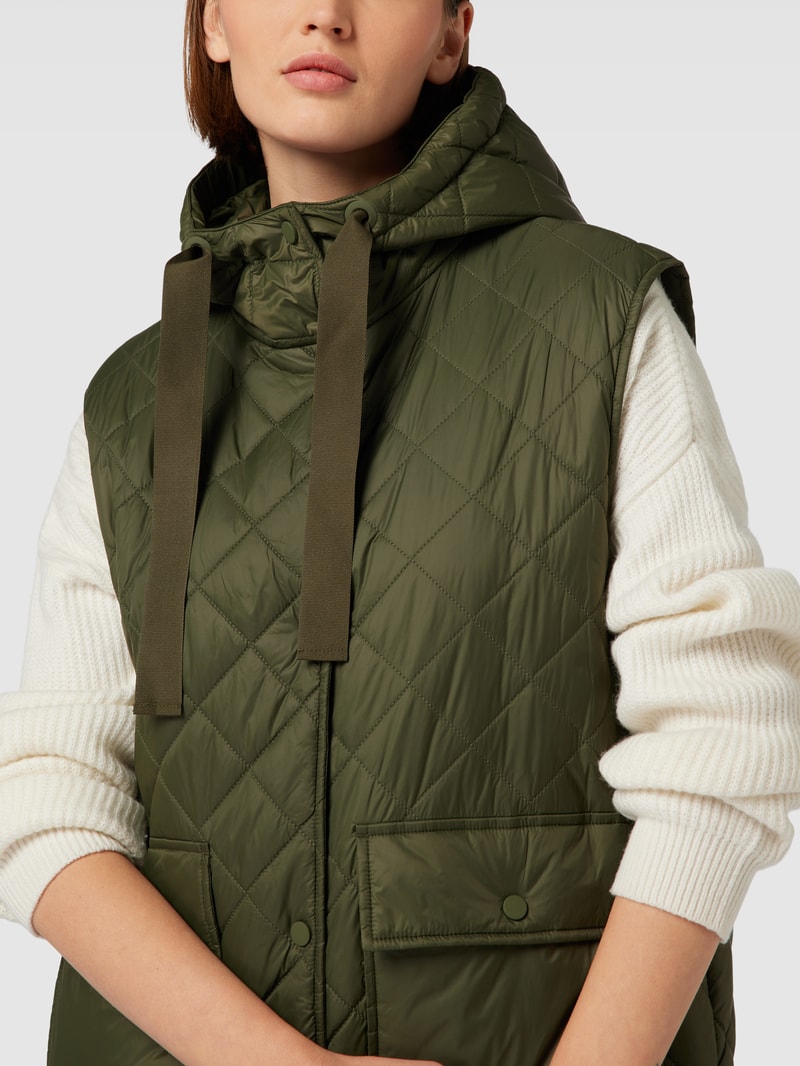 Steppweste mit Kapuze in khaki