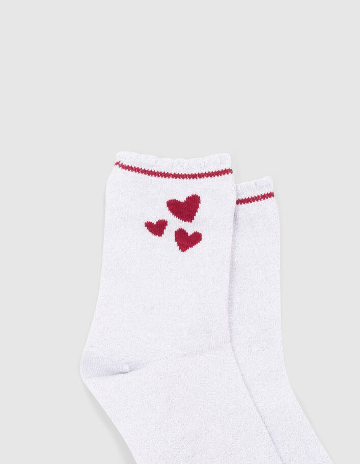 Chaussettes blanches, rouges et silver fille