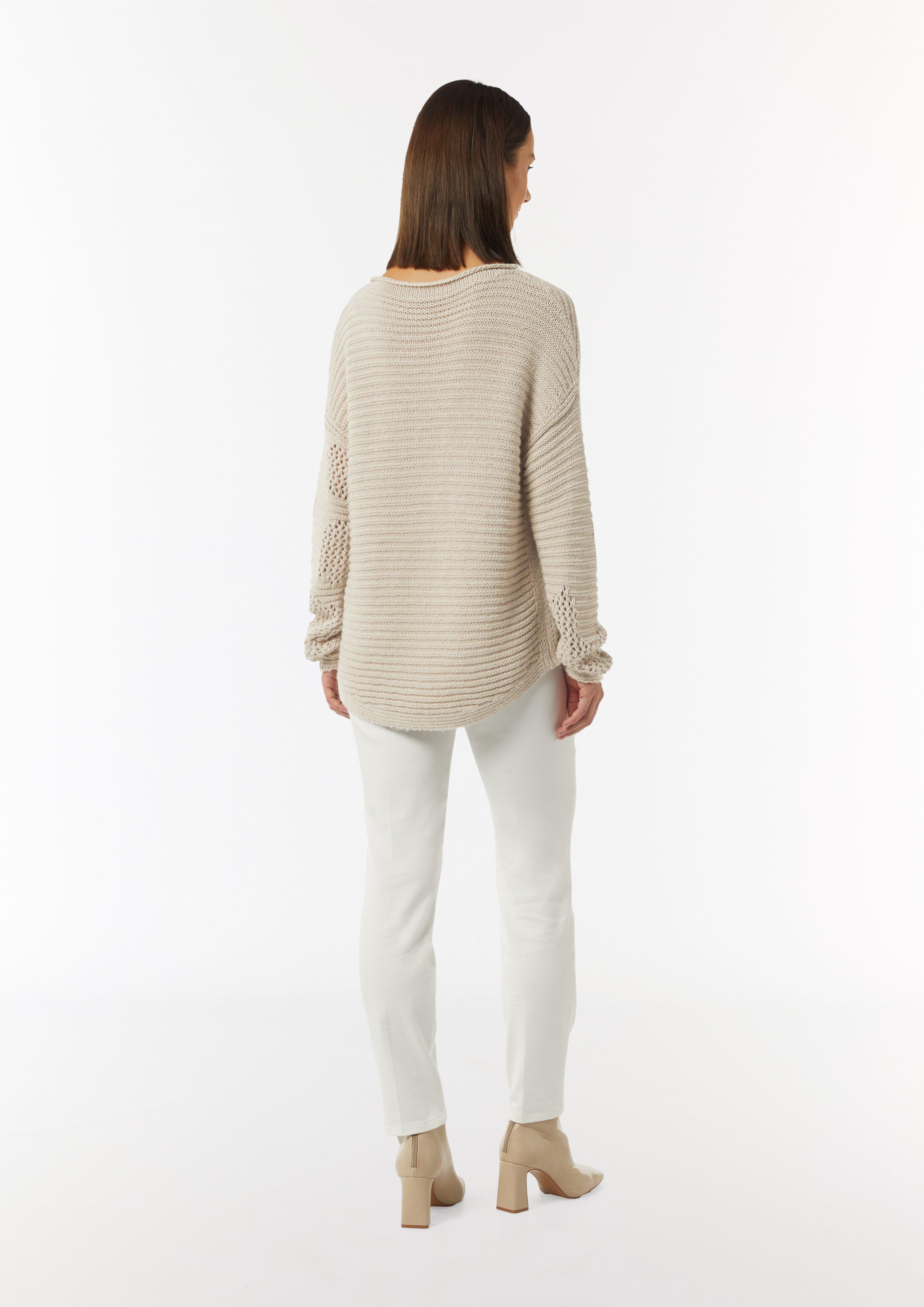 Strickpullover mit Ajourmuster - beige