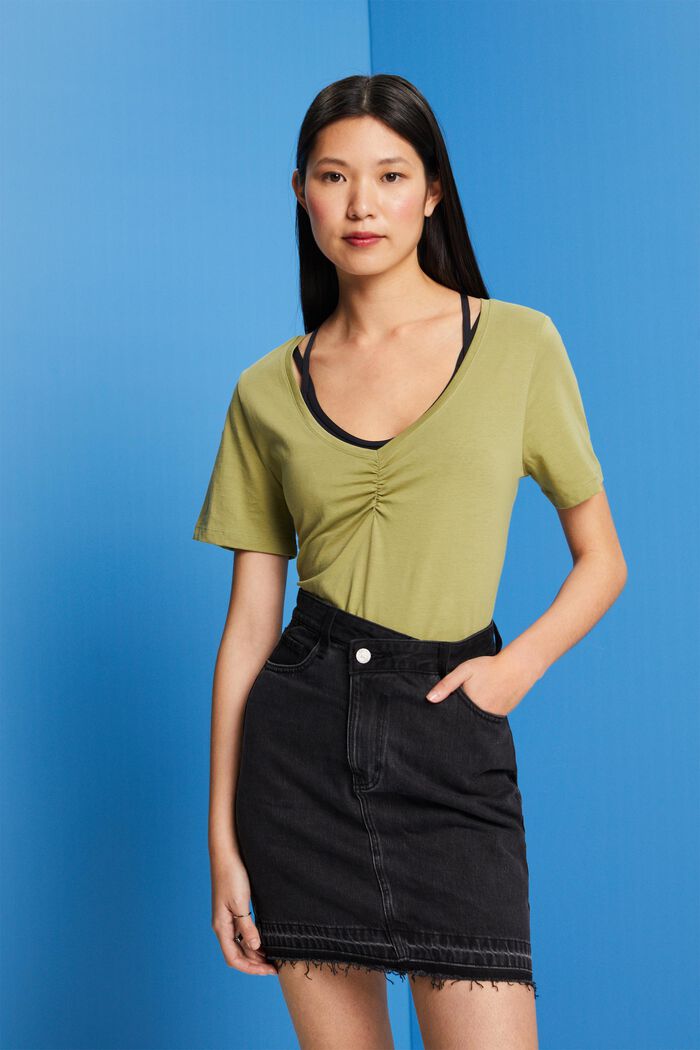 Shirt mit Raffung, 100% Baumwolle