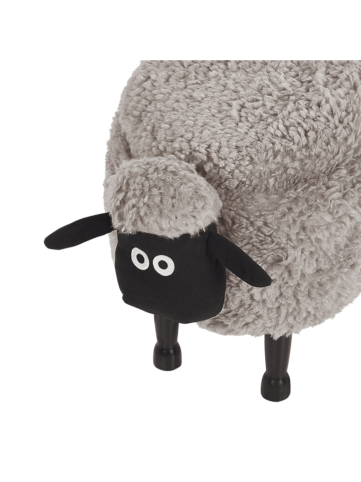 Beliani Tierhocker SHEEP in Grau/Dunkler Holzfarbton/Schwarz günstig kaufen onesize