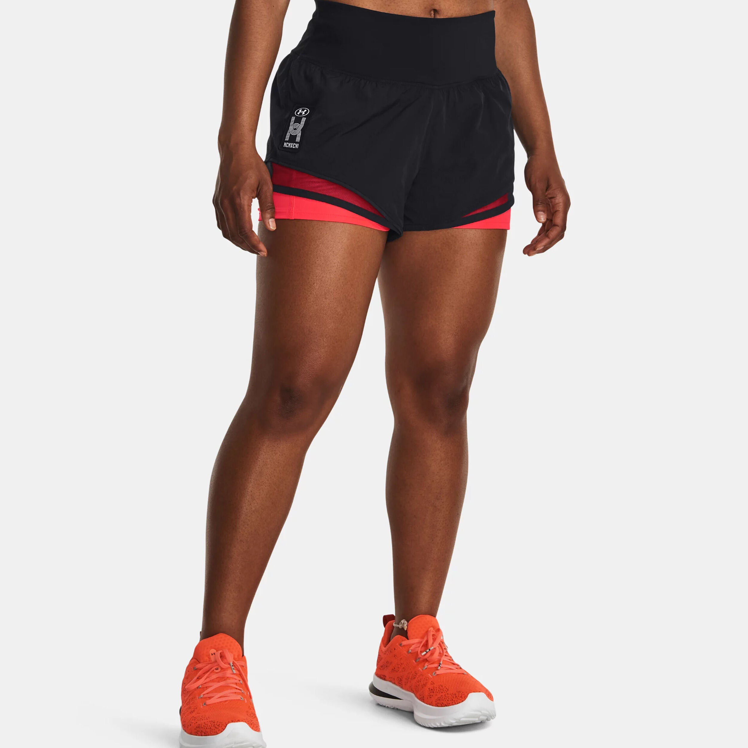 Run Everywhere Shorts Damen - Schwarz, Neonrot