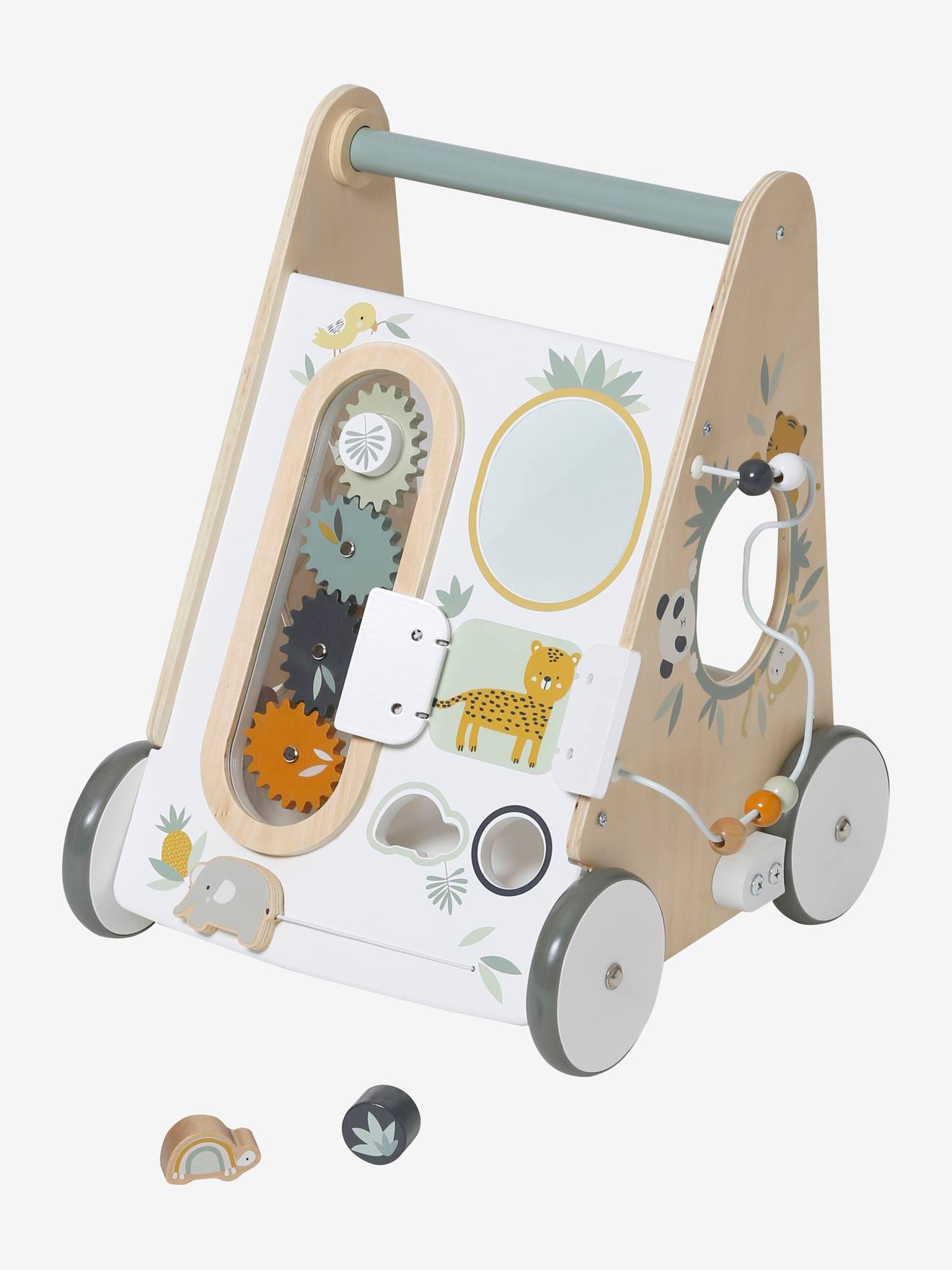 Chariot de marche avec freins HANOÏ en bois FSC® multicolore