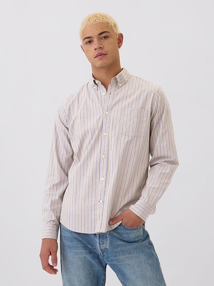 GAP Hemd in Beige/ Blau günstig kaufen