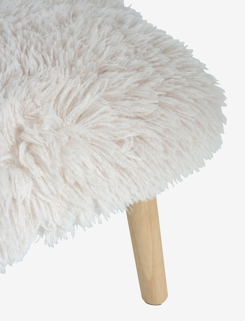 HVILSTED Fauteuil avec tabouret HVILSTED, tissu peluche, blanc cassé/nature