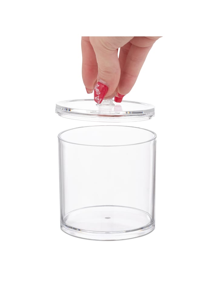 relaxdays 3er-Set: Wattestäbchen Aufbewahrung in Transparent günstig kaufen onesize