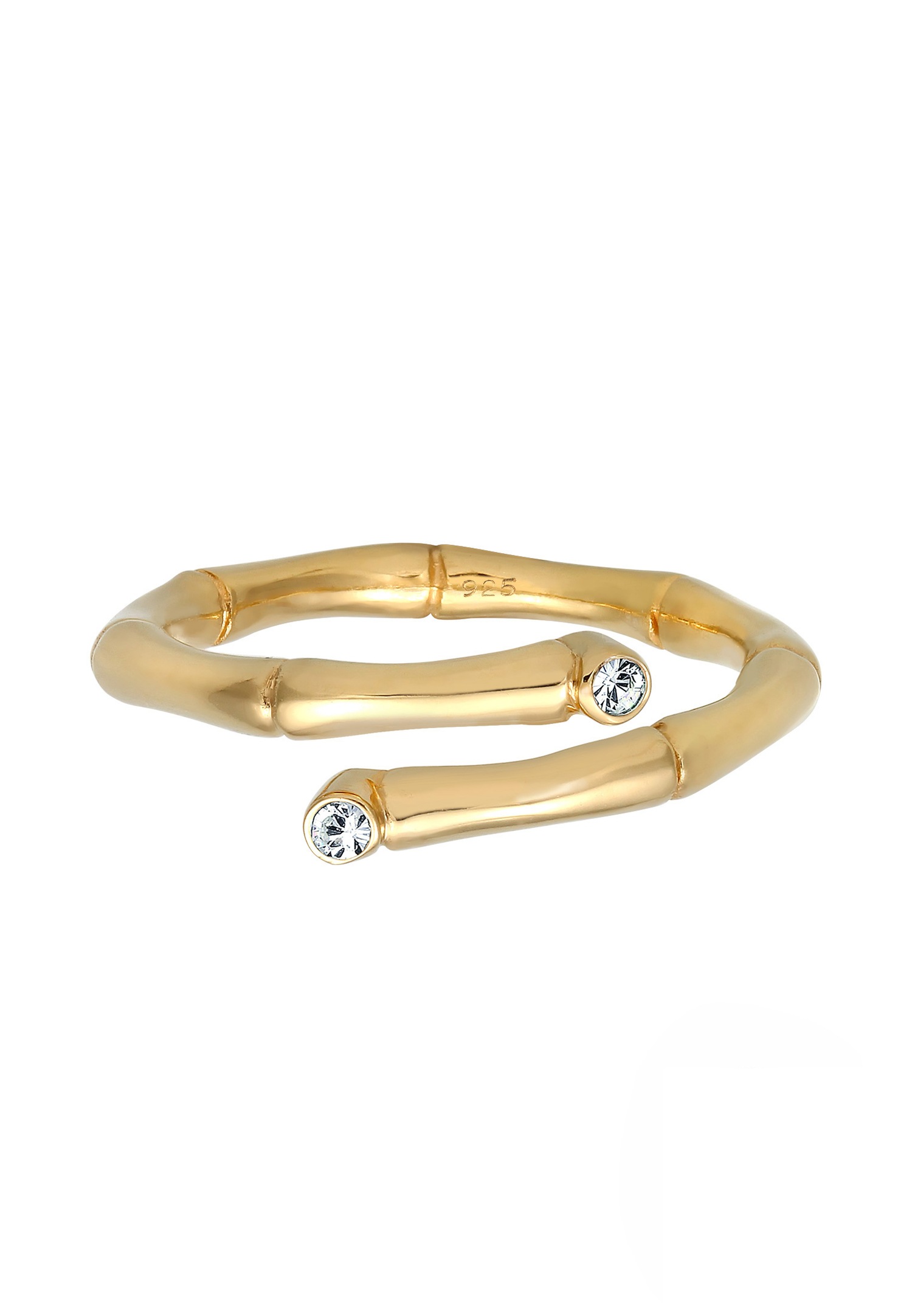 Elli Women's Tropical Bamboo Trend con cristales en plata de ley 925 chapada en oro