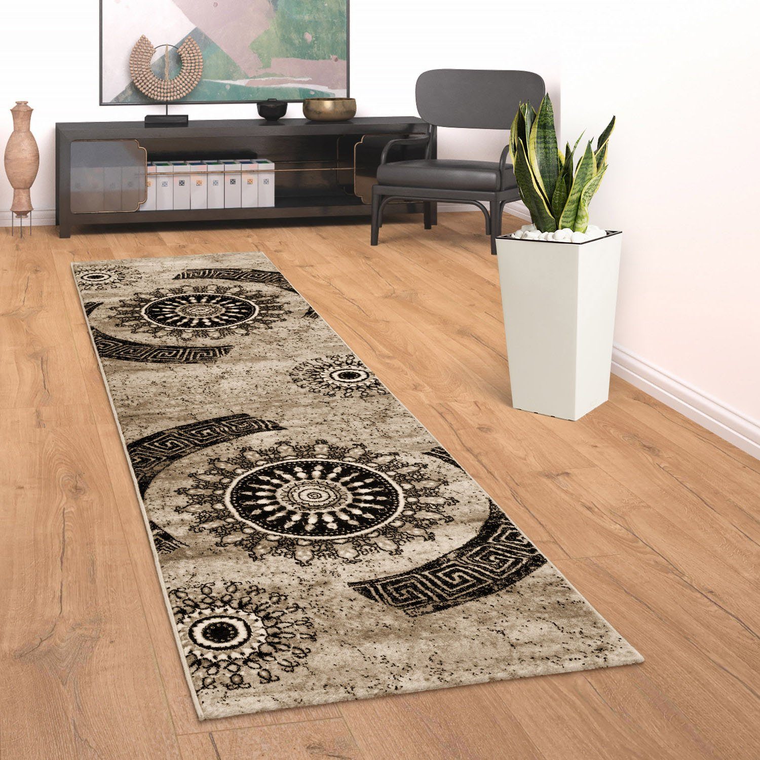 Läufer Tibesti 447, Paco Home, rechteckig, Höhe: 15 mm, Kurzflor Teppichläufer, gewebt, Ornamente in dezenten Farbtönen