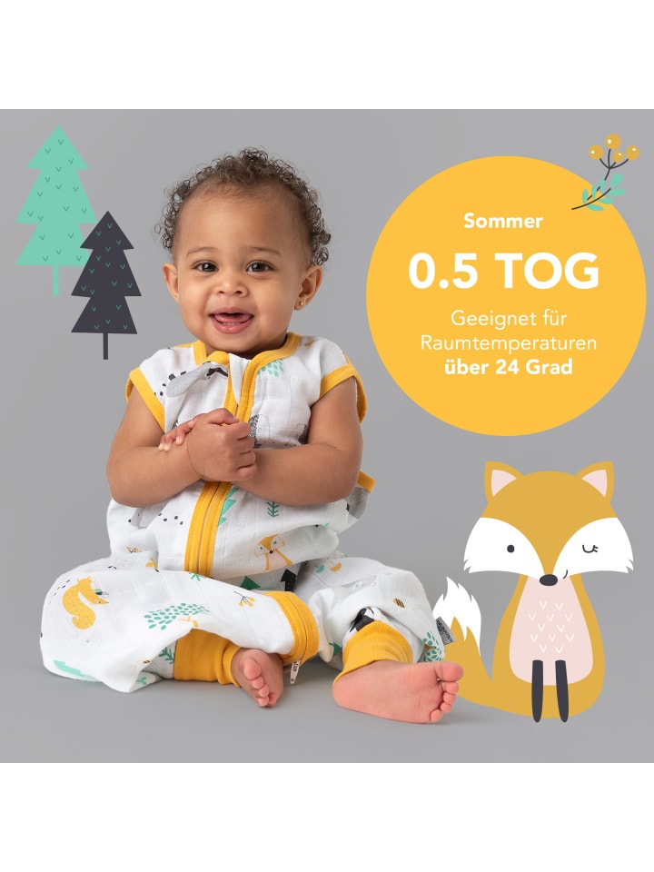 Schlummersack Musselin Schlafsack mit Füßen, 0.5 TOG in Orange günstig kaufen