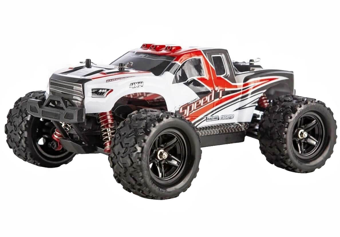 Blijr Blij´r Speed´r ferngesteuerter RC Monstertruck Rot 45 km/h, 1:18, 2 Akkus, Allrad, 100m, Ersatzkarosserie