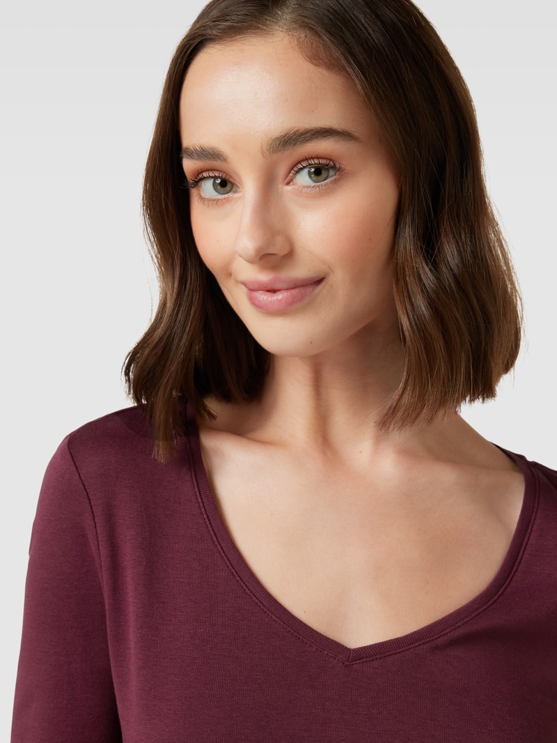 Longsleeve mit V-Ausschnitt in bordeaux rot