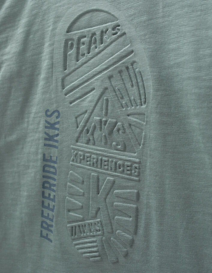 T-shirt vert visuel empreinte pas embossé garçon