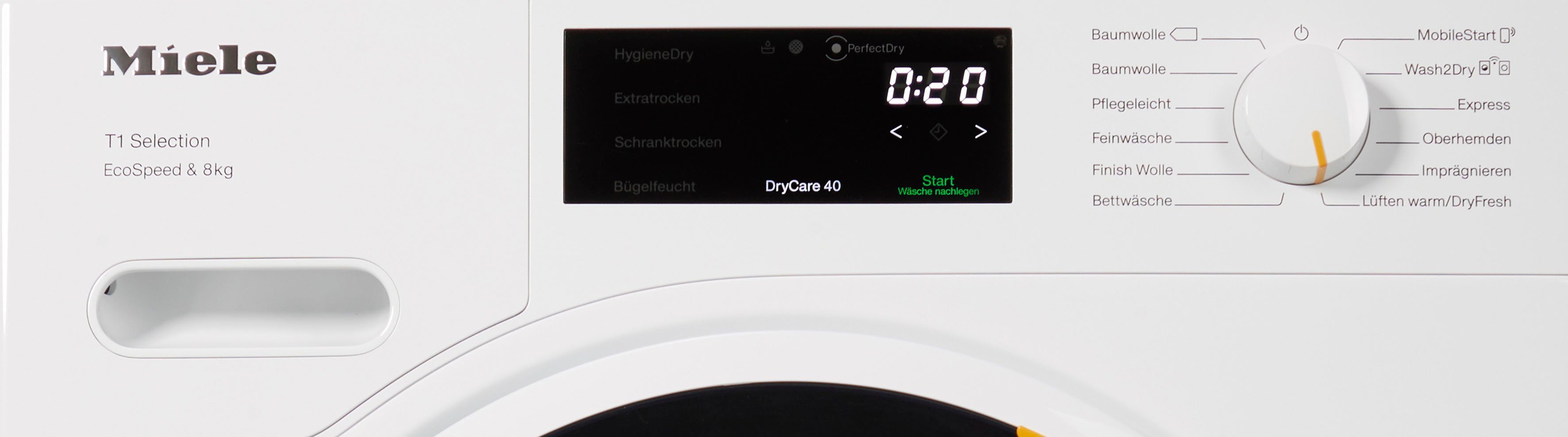 Miele Wärmepumpentrockner TSF763WP, 8 kg, DryCare40 trocknet fast alle Textilien die bei 40 °C waschbar sind