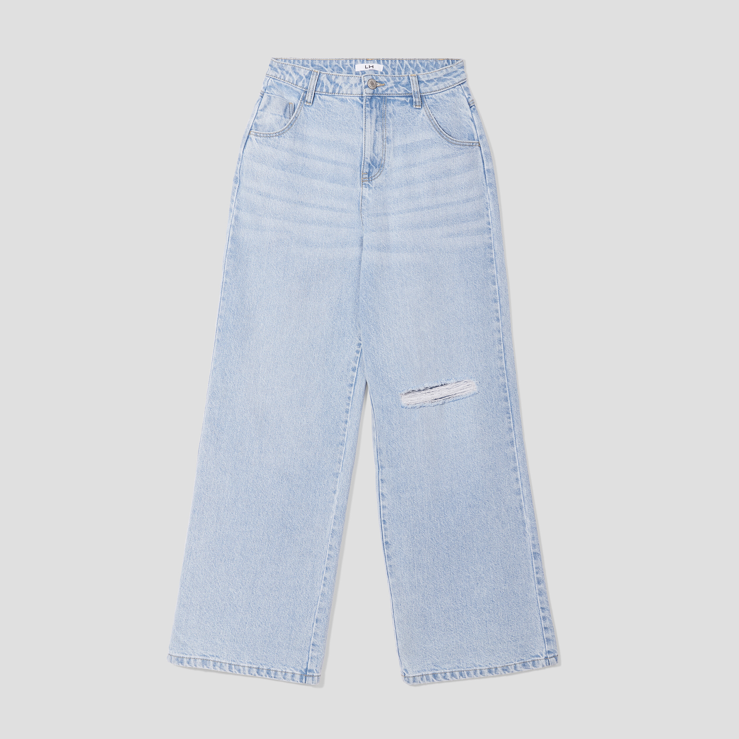 Jeans wide leg taille haute denim double stone femme | La Halle