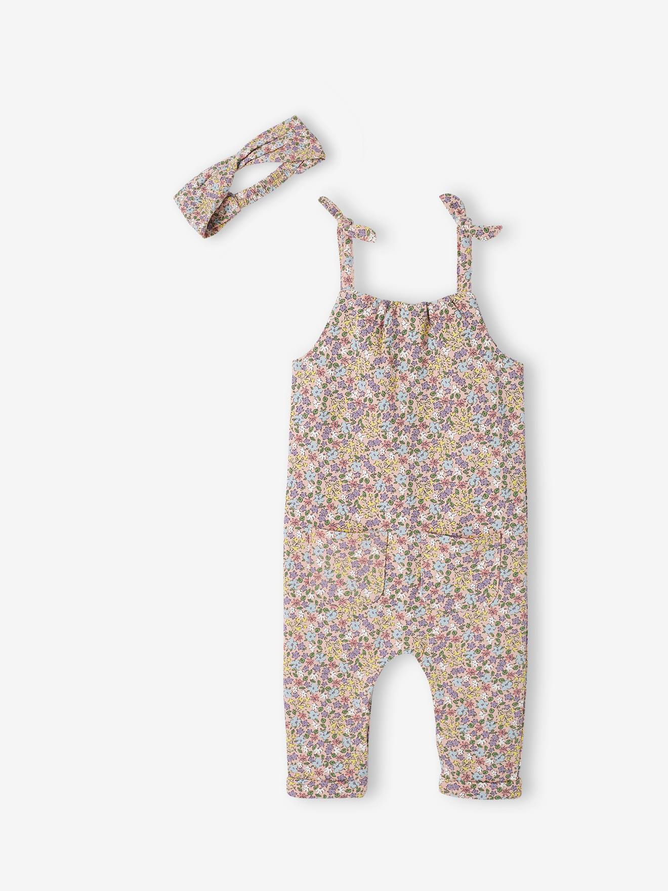 Vertbaudet Mädchen Baby-Set: Overall & Haarband Oeko-Tex - hellrosa