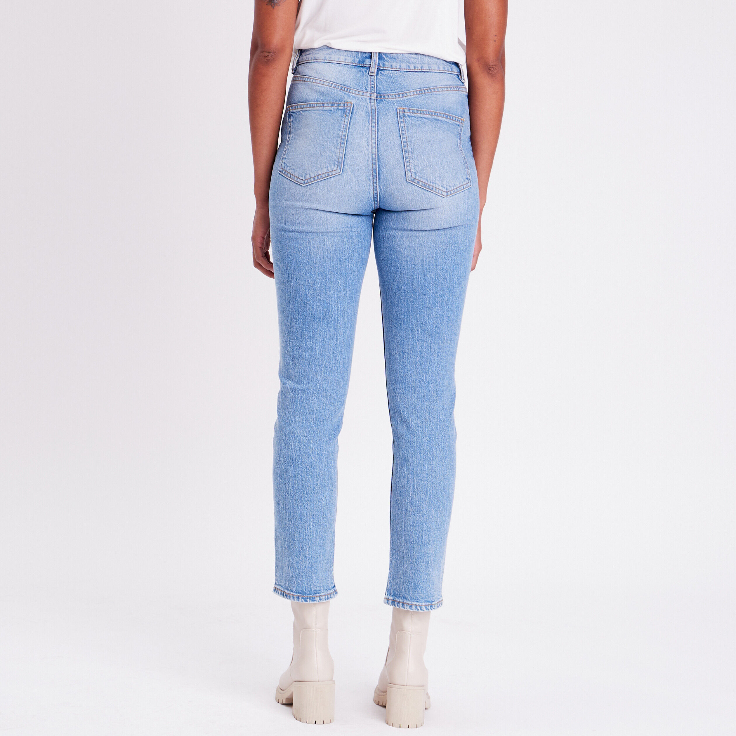 Jeans slim taille haute 7/8ème denim double stone femme | Cache Cache