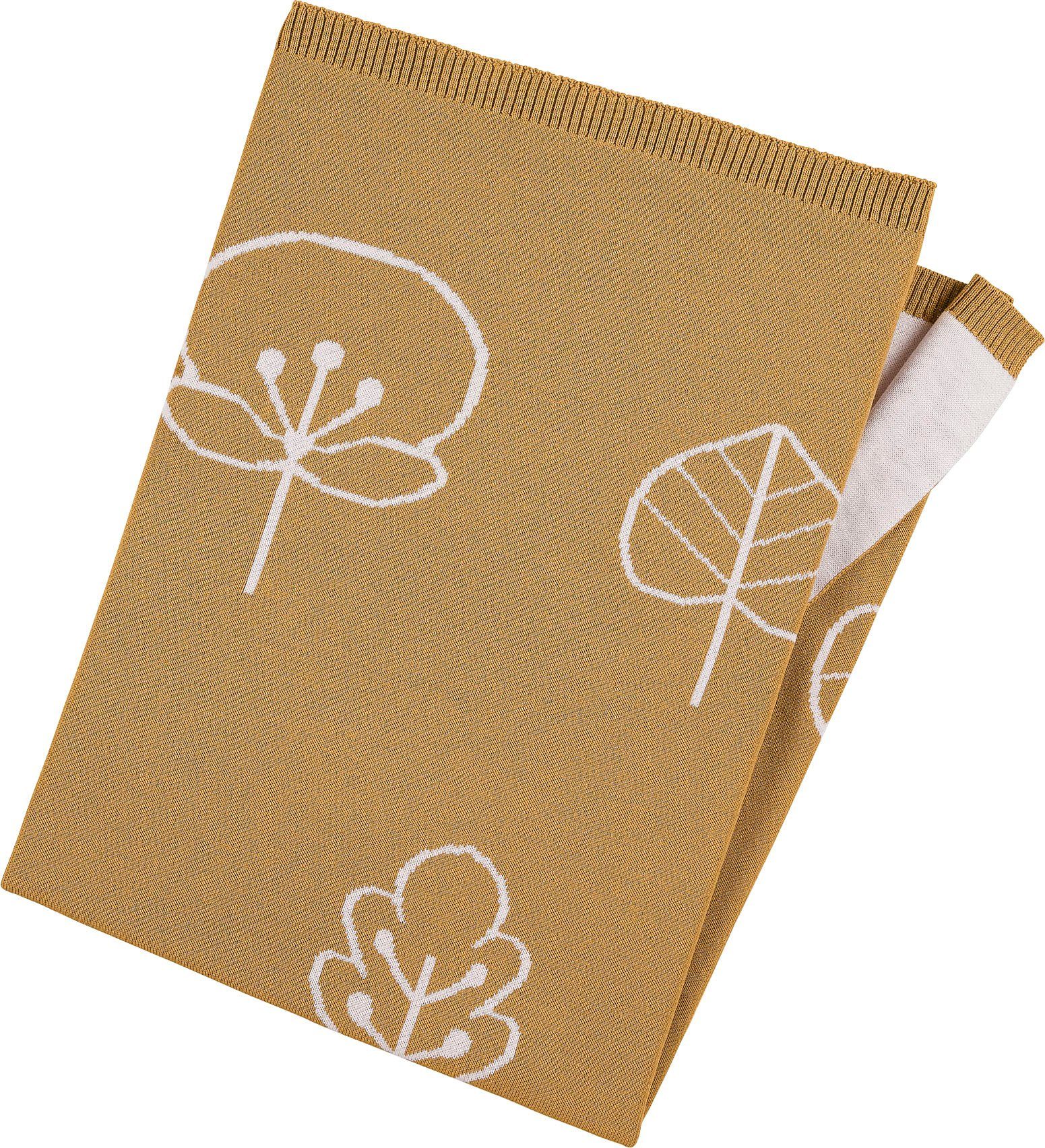 Babydecke Strick, Sterntaler®, mit feinen Blattmotiven, Kuscheldecke