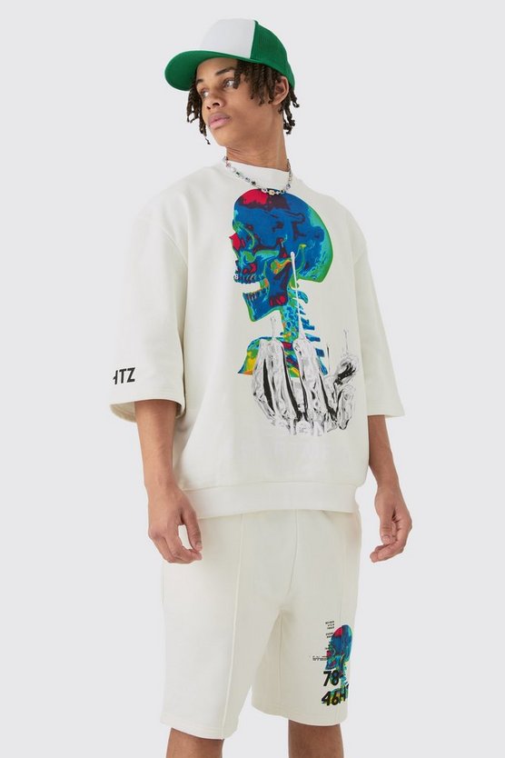 Oversize Sweatshirt mit Print & Shorts