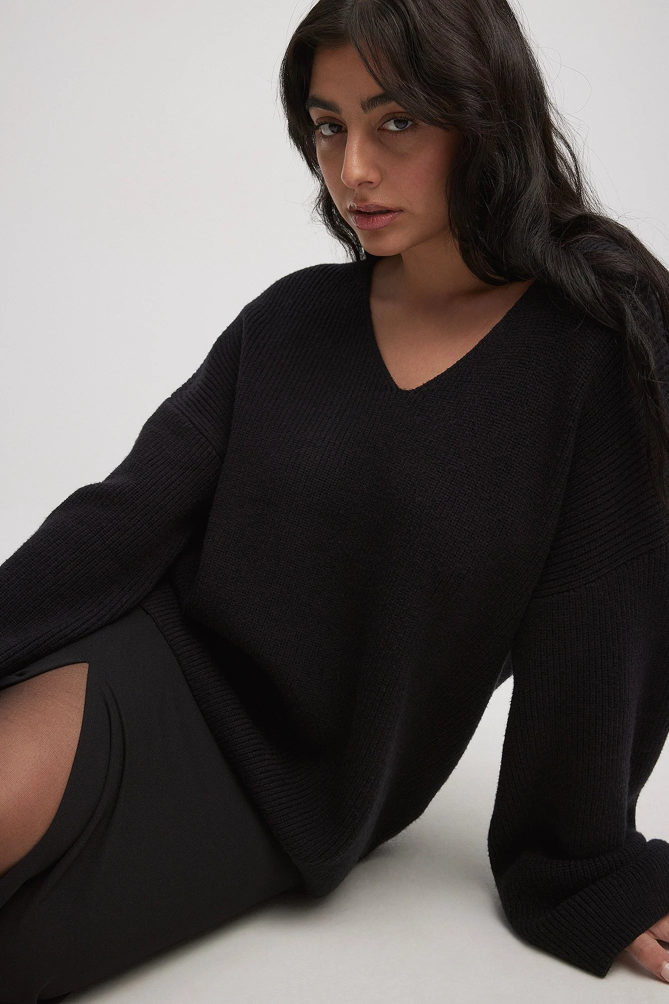 V-Ausschnitt Strickpullover