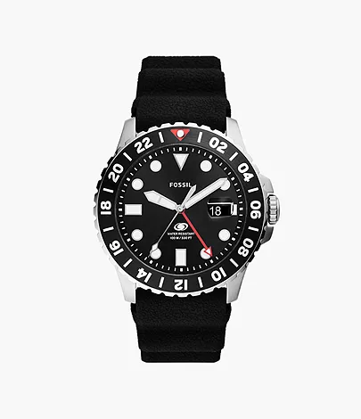 Fossil Uhr Fossil Blue GMT Silikon schwarz