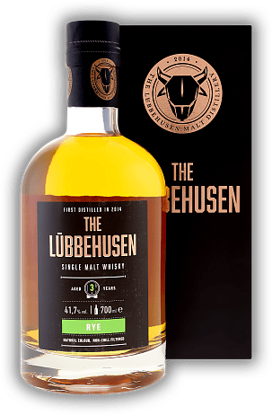 The Lübbehusen Single Malt Whisky Rye The Lübbehusen Single Malt Whisky Rye Sanfte Getreidenoten mit einer delikaten Fruchtigkeit. Alter 3 J. - 0,7	 Liter - Vol 41,7%