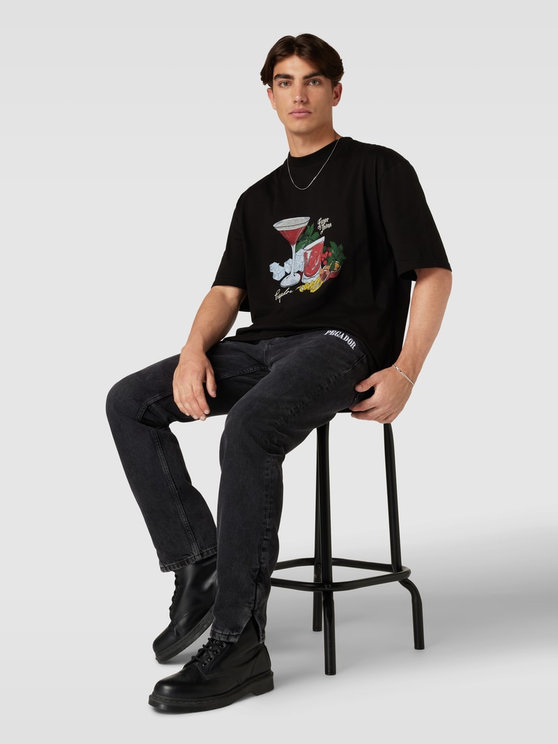 Jeans mit Label-Stitching Modell 'Carpe' in schwarz