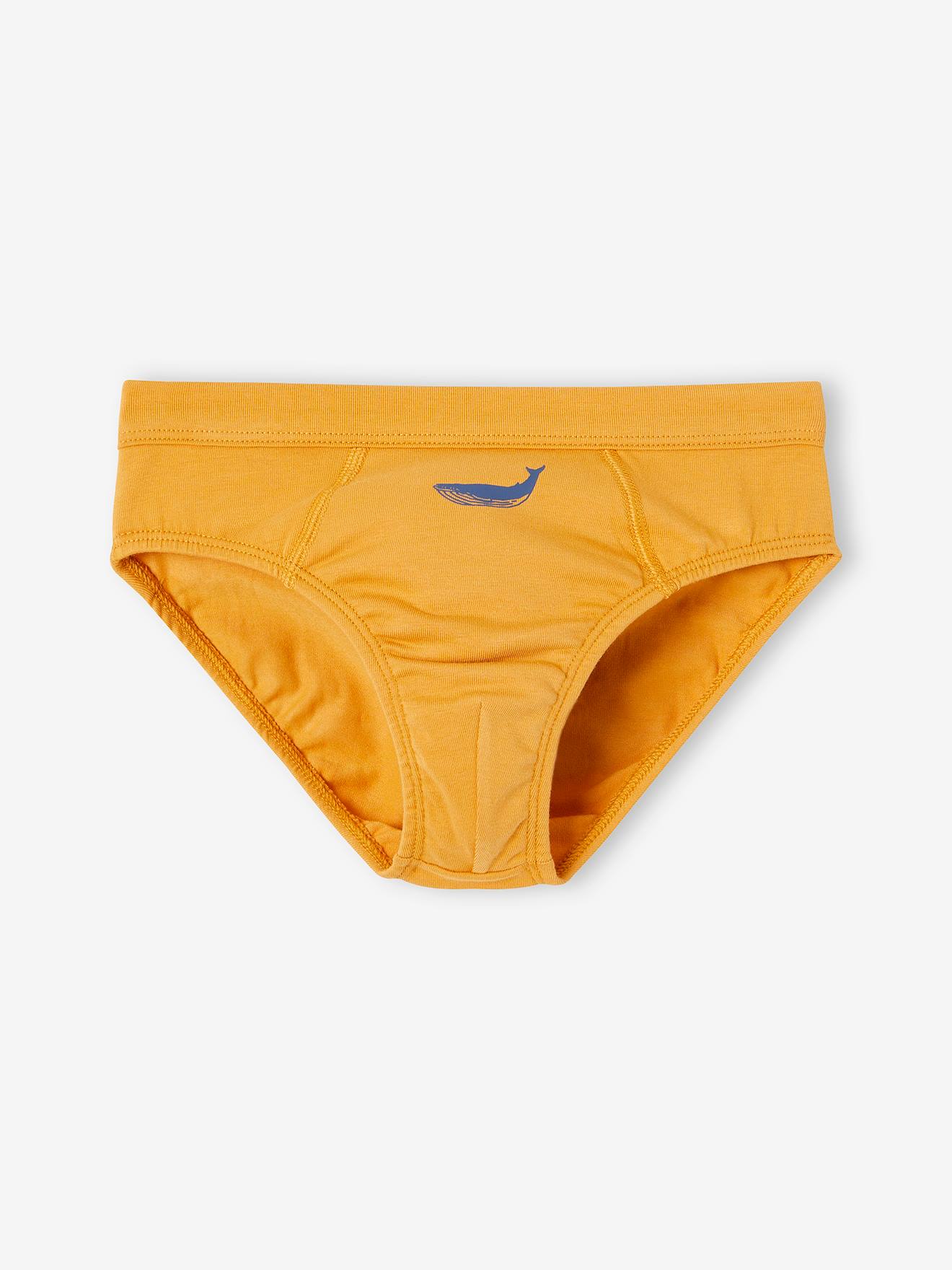 Vertbaudet 7er-Pack Jungen Slips mit Bio-Baumwolle, Wale - himmelblau