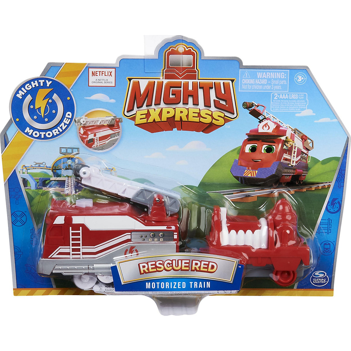 Mighty Express Motorisierter Zug Roter Retter mit Güterwaggon