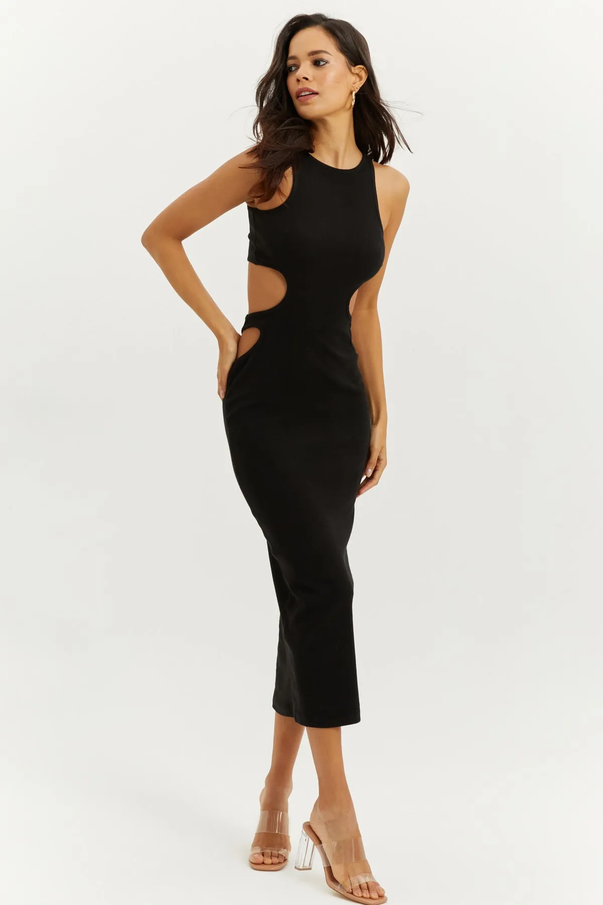 Cool & Sexy  Schwarzes rückenfreies Maxikleid für Damen B1818