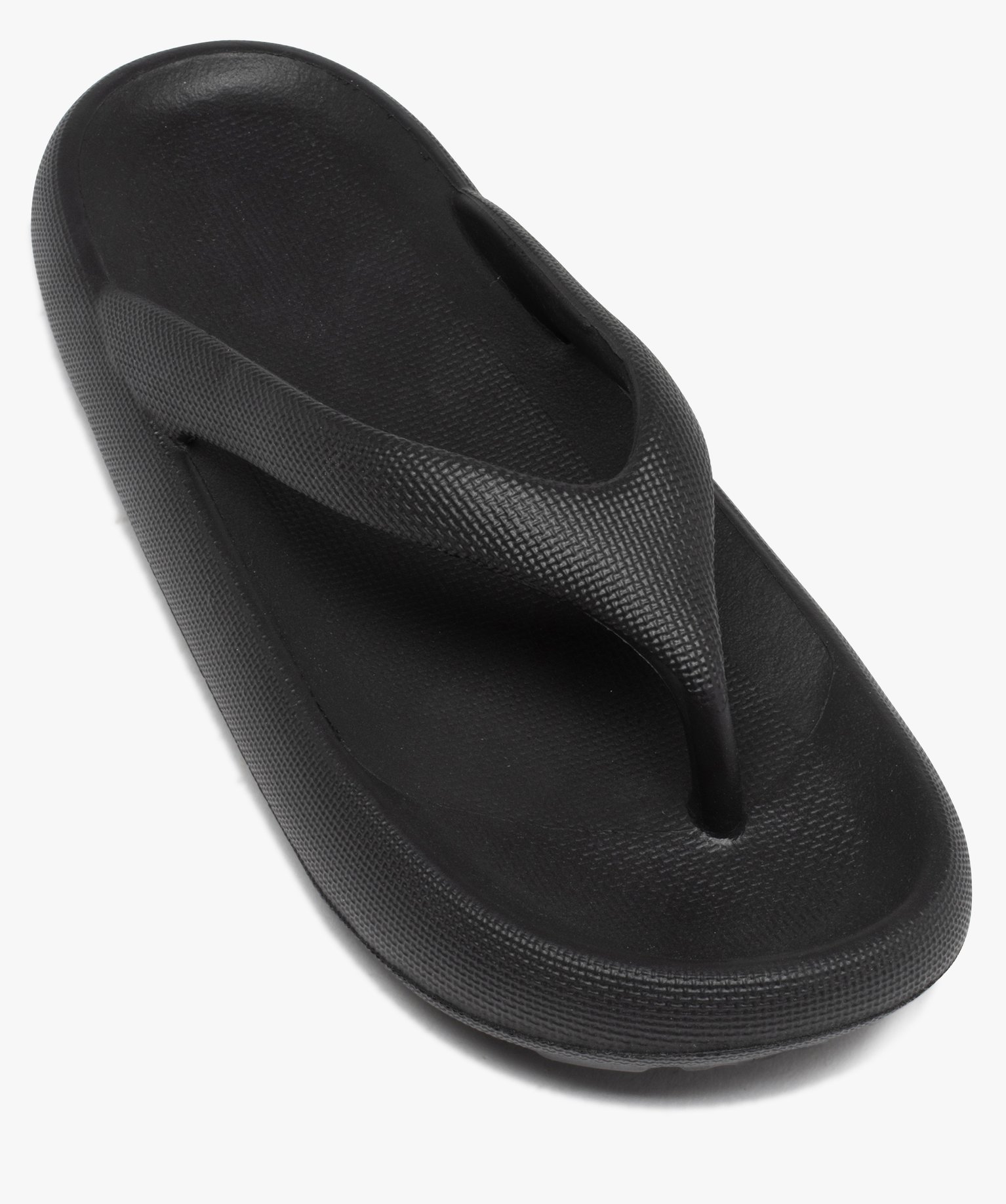 Tongs femme unies à semelle extra large noir | GEMO