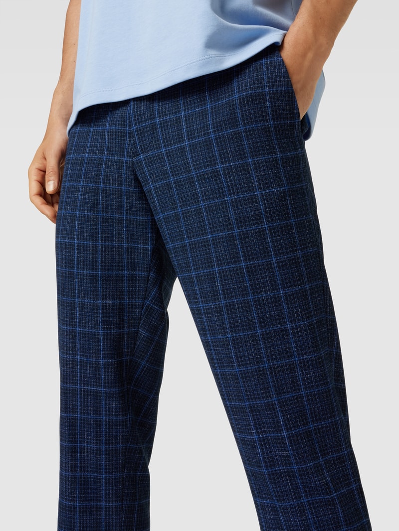 Stoffhose mit Glencheck-Muster in marineblau