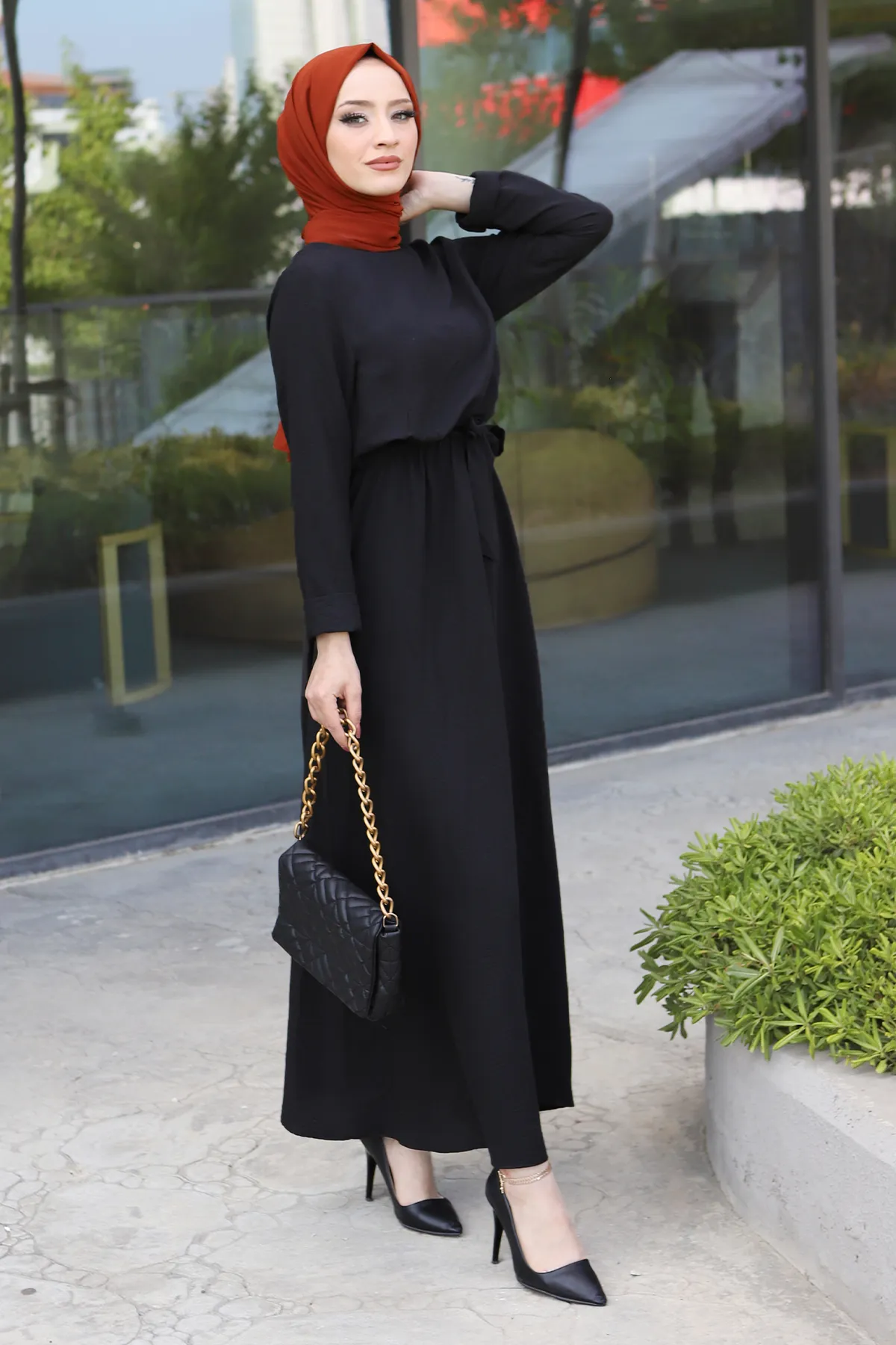 Tesettür Dünyası  Ayrobin Kleid Tsd220540 Schwarz