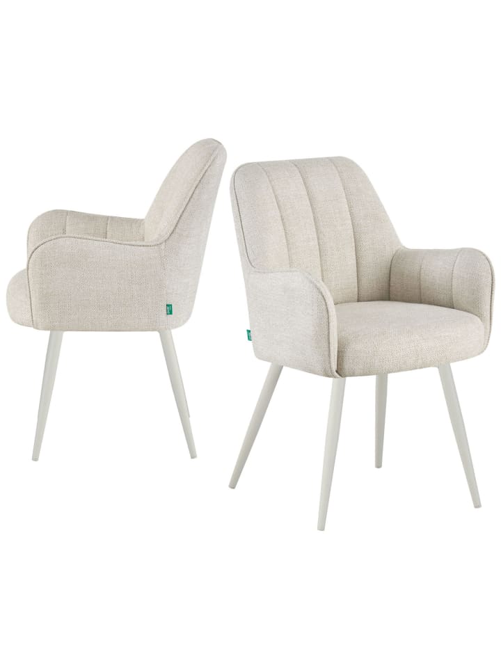 DUBI Möbel 2er-Set: Drehstuhl THOMAS-MAJA in Cremeweiß - (B)58 x (H)87 x  (T)62 günstig kaufen onesize