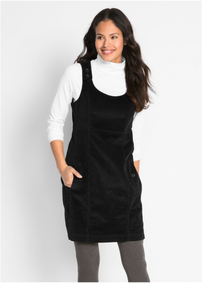Cord-Stretch-Kleid mit Latzträgern