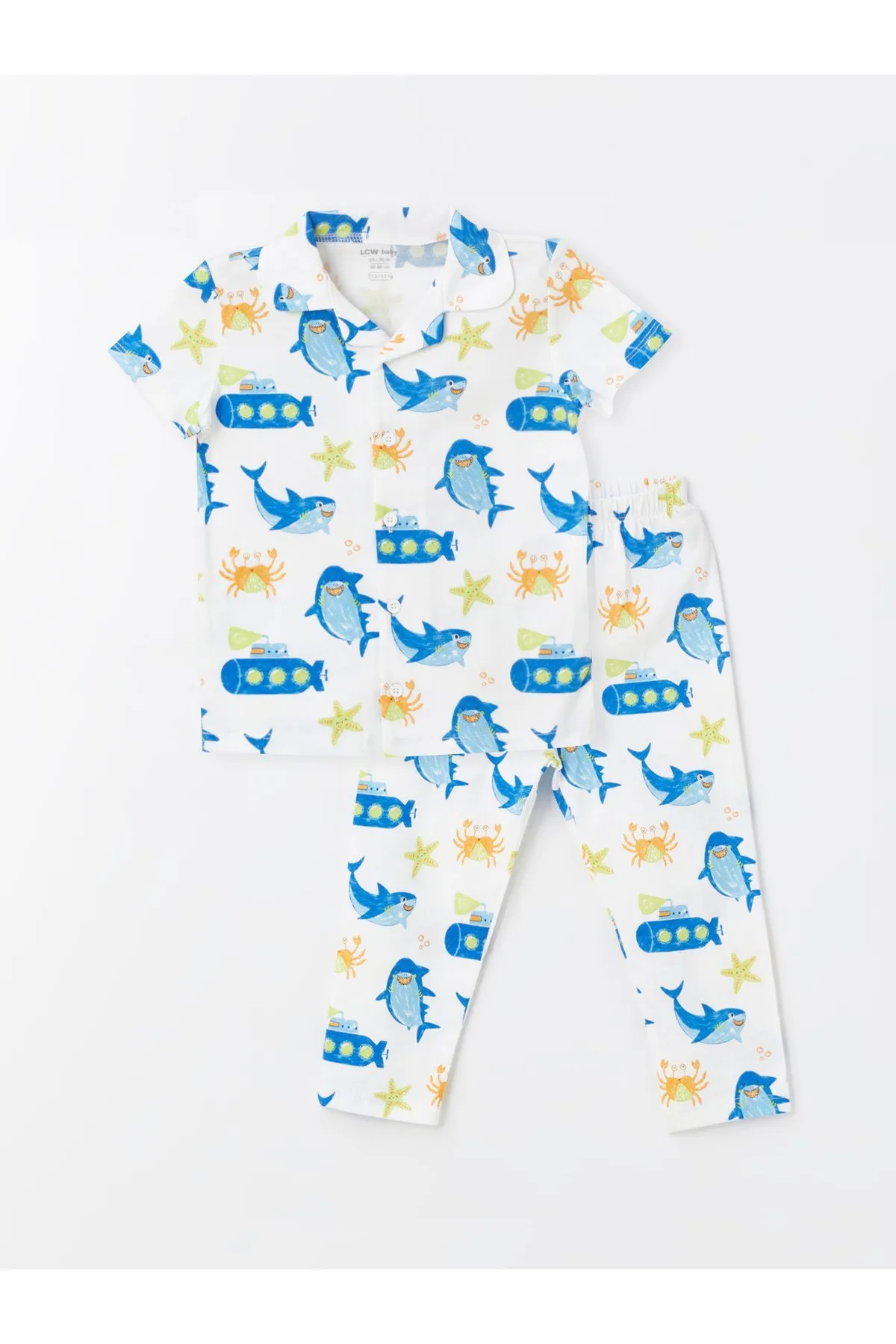 LC Waikiki  Kurzarm-Pyjama-Set für Jungen mit Polokragen und Bedruckung