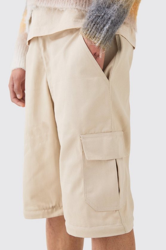 Lockere Twill Cargo-Hose mit Druckknöpfen und Reißverschluss