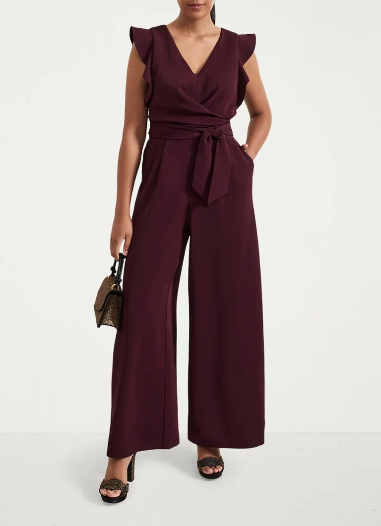 Phase Eight Petite Ayla wide fit jumpsuit with tie belt