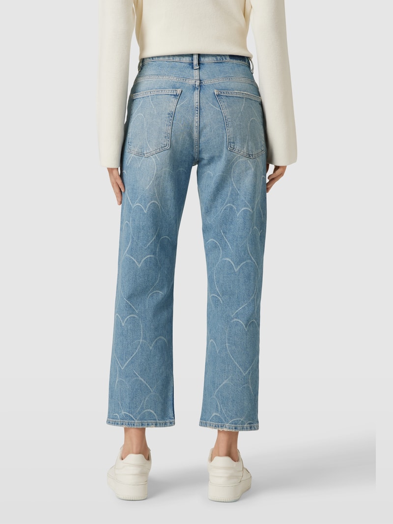 Jeans mit Motiv-Print in hellblau
