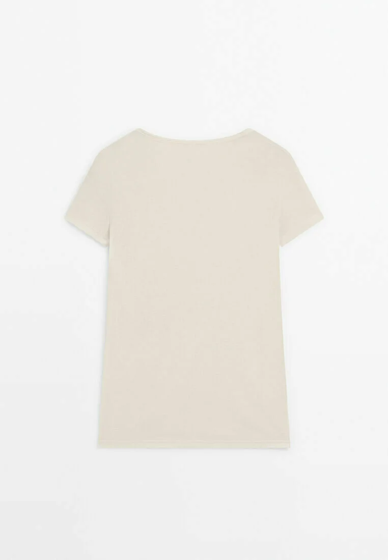 Massimo Dutti MANGA CORTA CON DETALLE - Camiseta básica