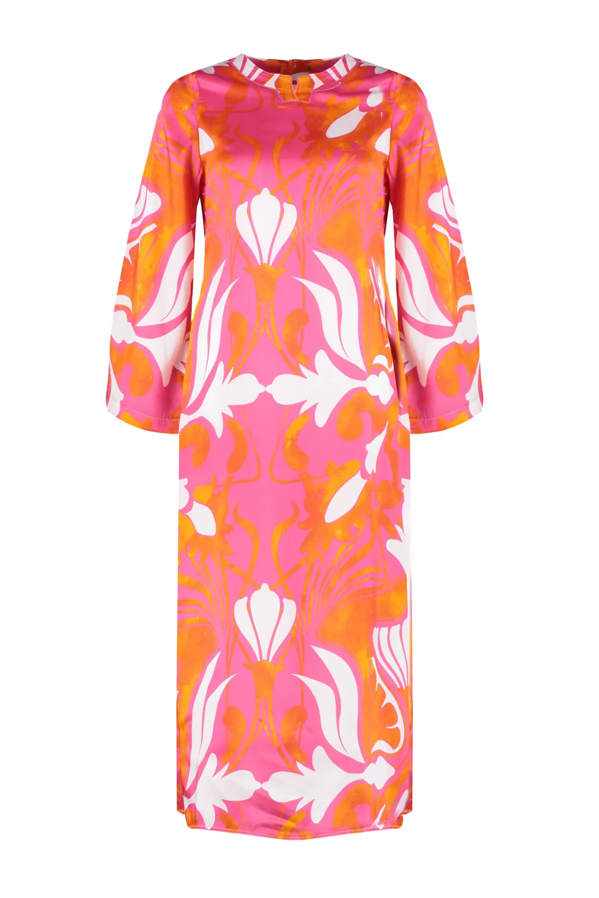 Trendyol Modest  Rotes Abendkleid mit Ethnomuster und Satinoberfläche TCTSS23DB00028