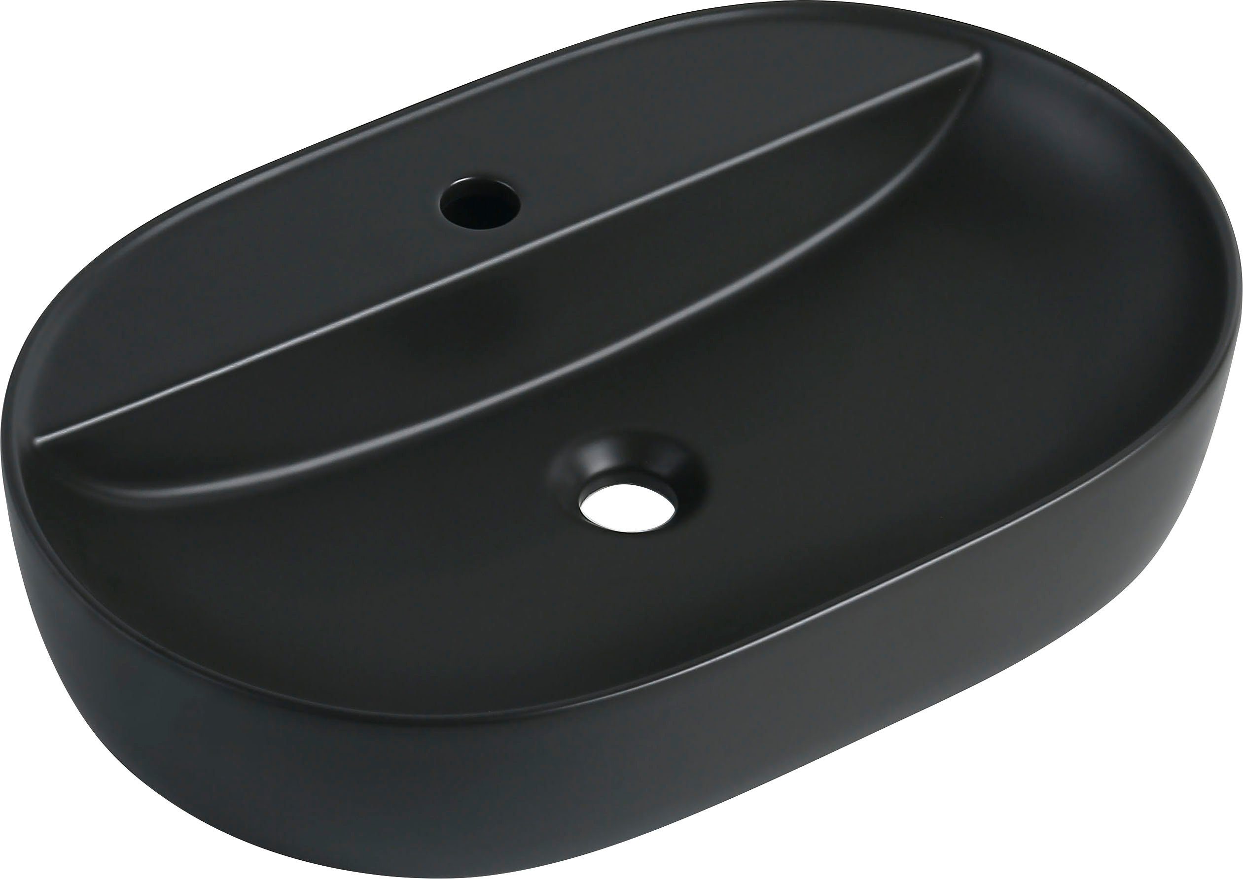 VEROSAN Aufsatzwaschbecken Tari, Aufsatzwaschtisch mit Hahnloch, oval