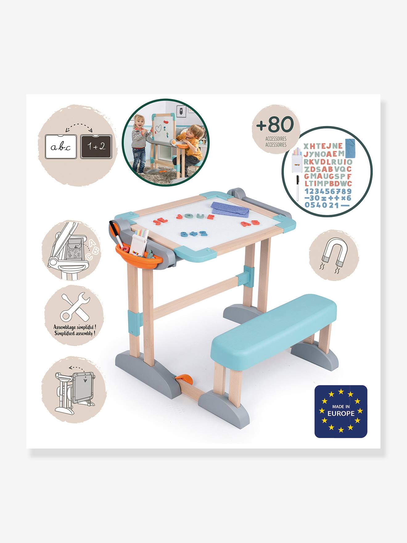 Smoby Kinder 2-in-1 Schulbank & Maltafel Modulo Space SMOBY - blau