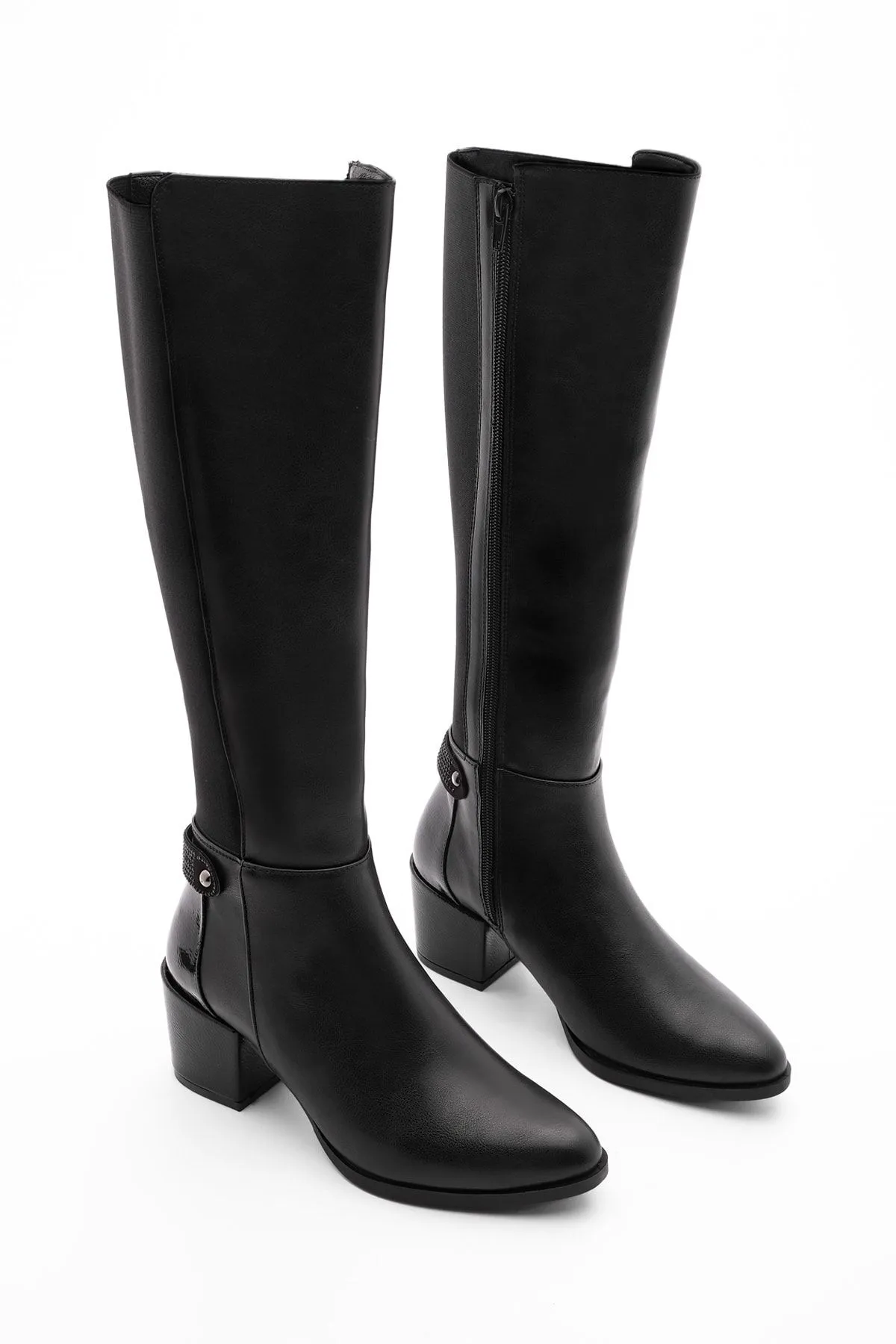 Marjin  Damen-Stiefel mit Absatz unterhalb des Knies, dehnbar, elastisch, für den täglichen Gebrauch, klassische Stiefel von Aret, Schwarz