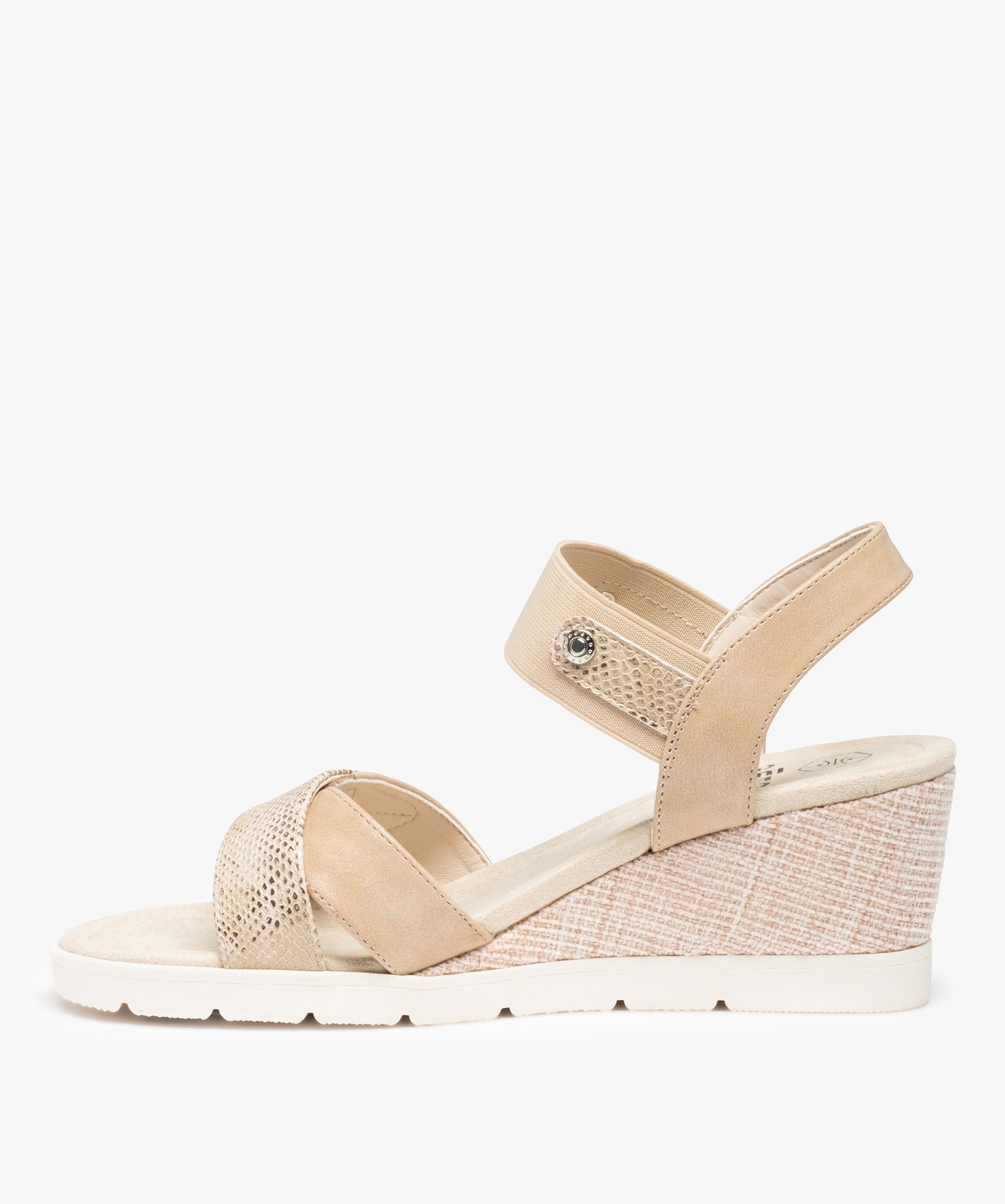 Sandales femme compensées à bride élastique or | GEMO