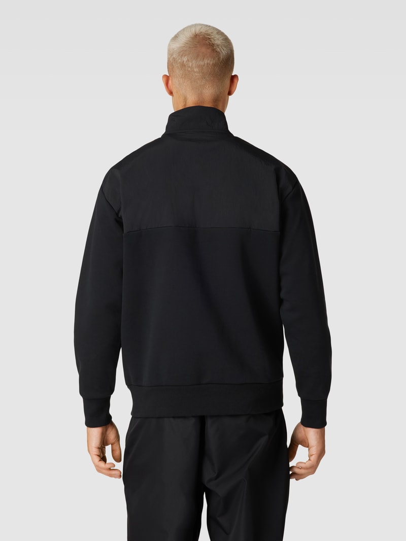 Sweatshirt mit Stehkragen und Reißverschluss in schwarz