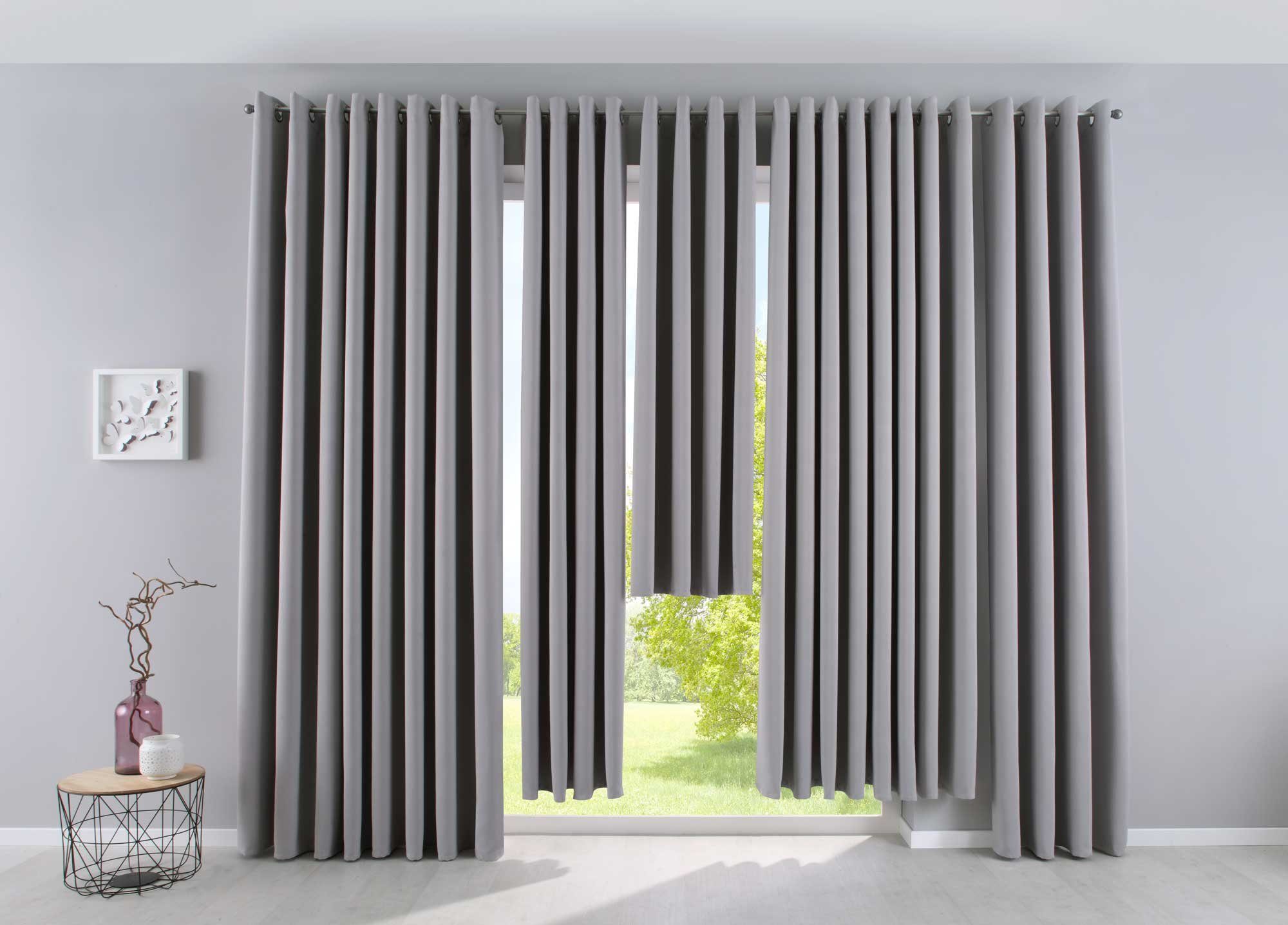 Vorhang, Gardinenbox, Öse (1 St), verdunkelnd, Blickdicht NewYork Thermo-Gardine Blackout schalldämmend UV-Schutz extra Breit Raffhalter 201920600