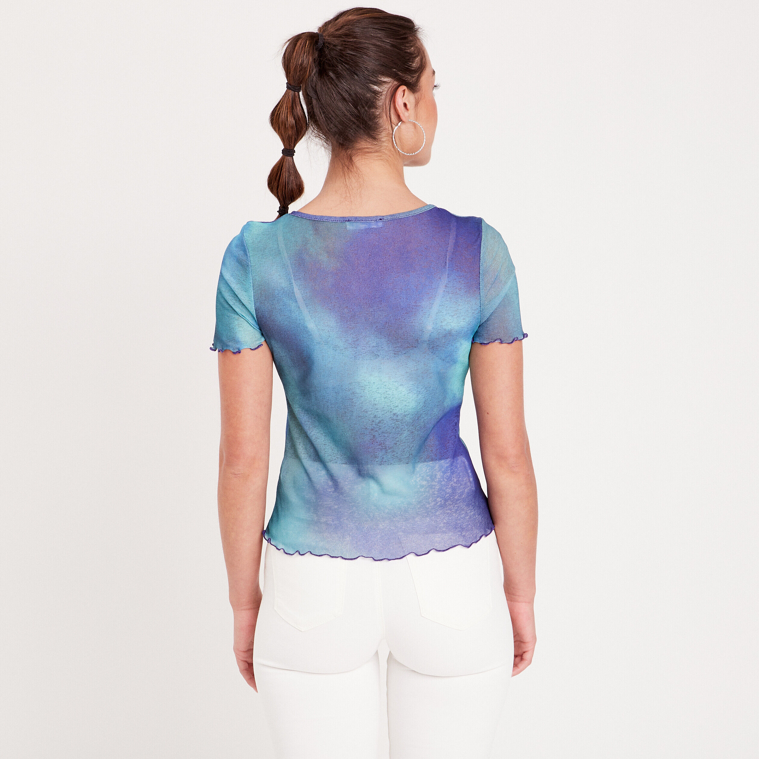 T-shirt manches courtes bleu electrique femme | Cache Cache
