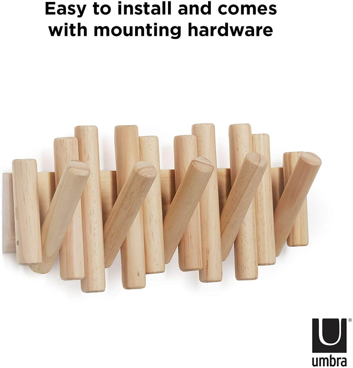 trends4cents Umbra Picket mit 5 Garderobenhaken natural 1011471-390 Garderobenleiste Wandhaken Kleiderhaken