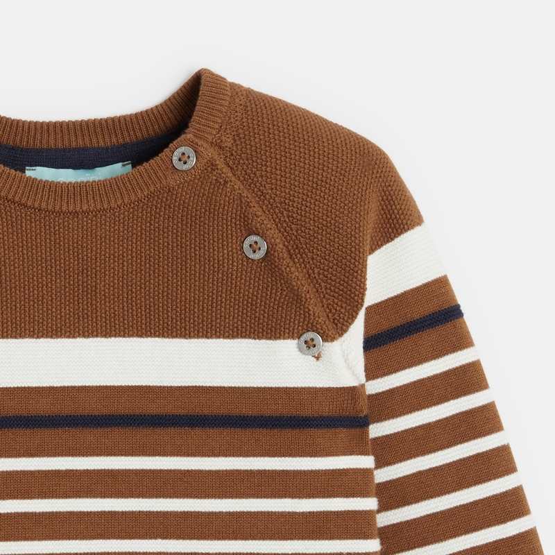 Pull rayé tricot fantaisie blanc bébé garçon